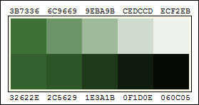 Screenshot of green color pallette.